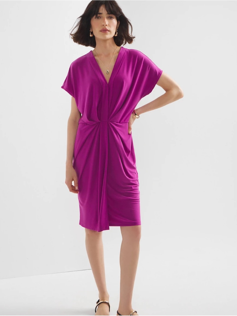 WHITE HOUSE BLACK MARKET twist front dress Baie berry purple -S-NWT!
